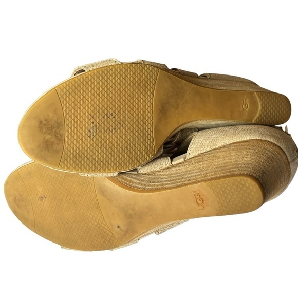 UGG Yasmin Horchata Snake Embossed Leather Tie/Tassel Wedges/Sandals-Women’s 10 - Picture 12 of 13